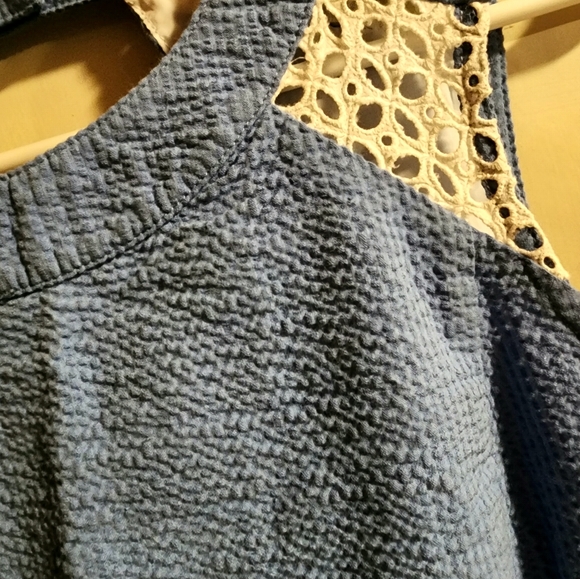 Blue with White Lace Lauren James Sleeveless Dress - Picture 4 of 5